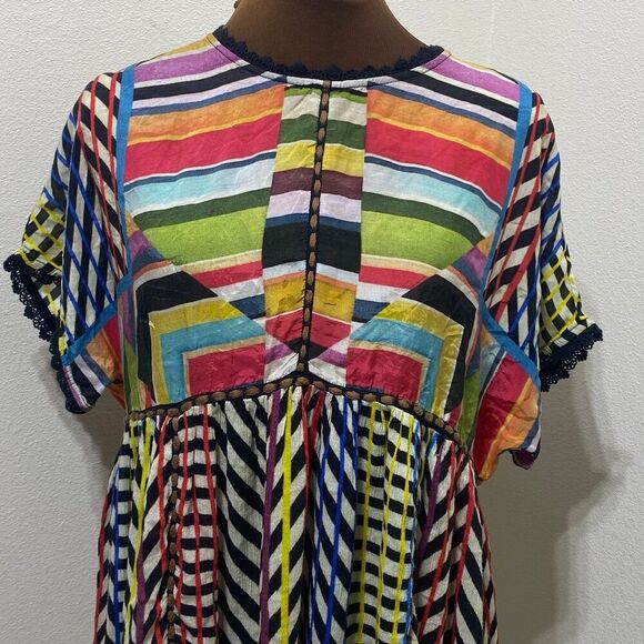 Anthropologie Conditions Apply Flowy Kynsa Tunic Top Colorful Size Medium - Picture 2 of 10